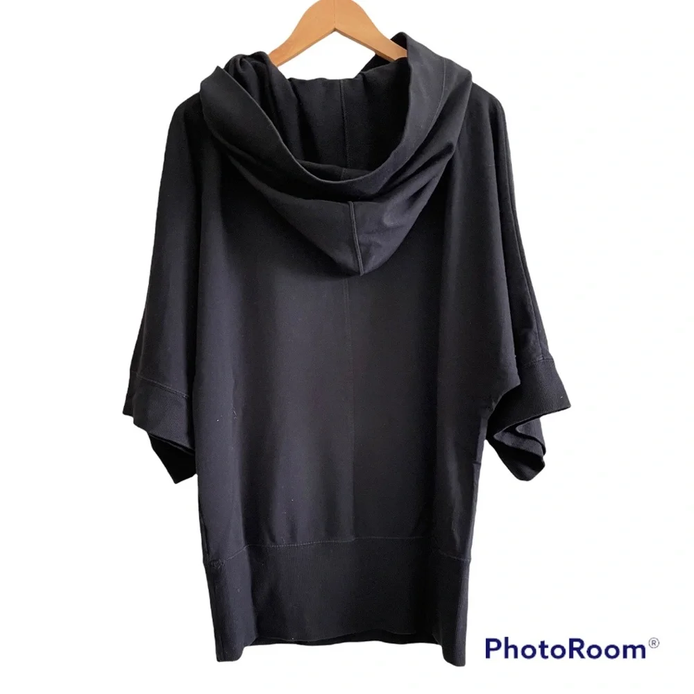 #12 Calvin Klein Performance Edgy Black Hoodie Front Pocket Relaxed Fit Top - Picture 2 of 8